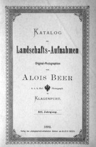 Katalog von Landschaftsaufnahmen von Alois Beer 1892