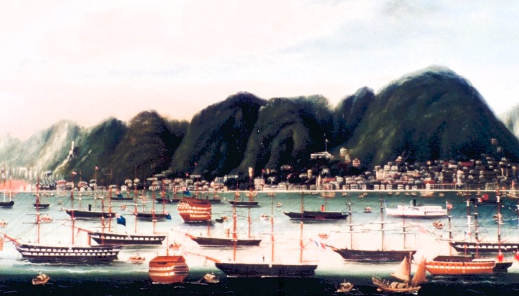 Ansicht von Hongkong etwa 1860: so ähnlich haben die Teilnehmer der Novara-Expedition den Hafen gesehen.